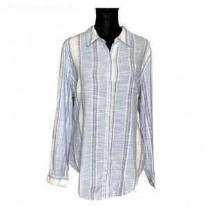 WESTPORT Blue and White Striped Button Down Shirt XL Long Sleeve Good Condition